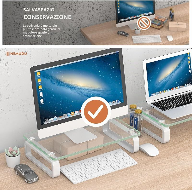 Due Supporto Trasparente del Monitor del Computer Portatile TV Display Riser HD02T-201P