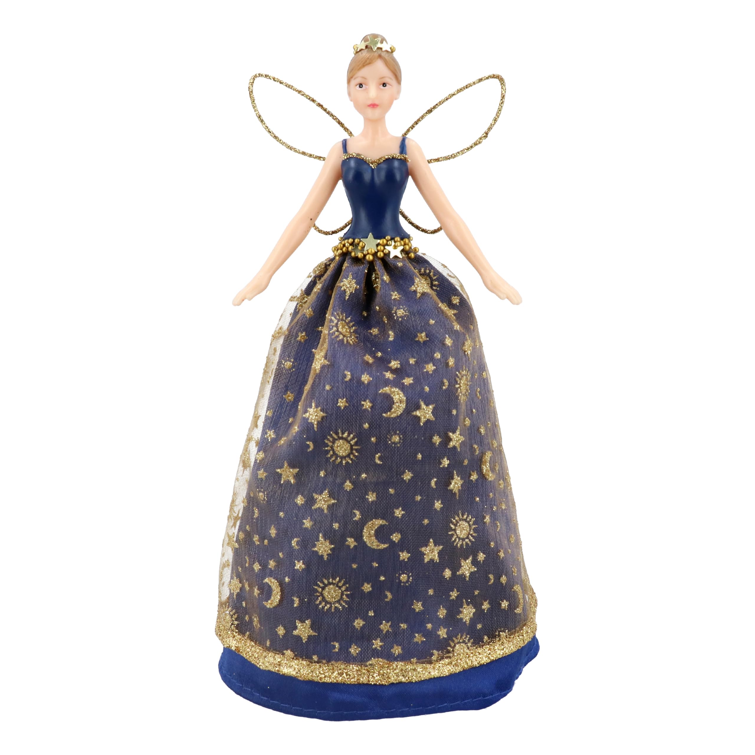 Gisela Graham Resin and Fabric Blue and Gold 18 Centimetre Celestial Tree Top Fary