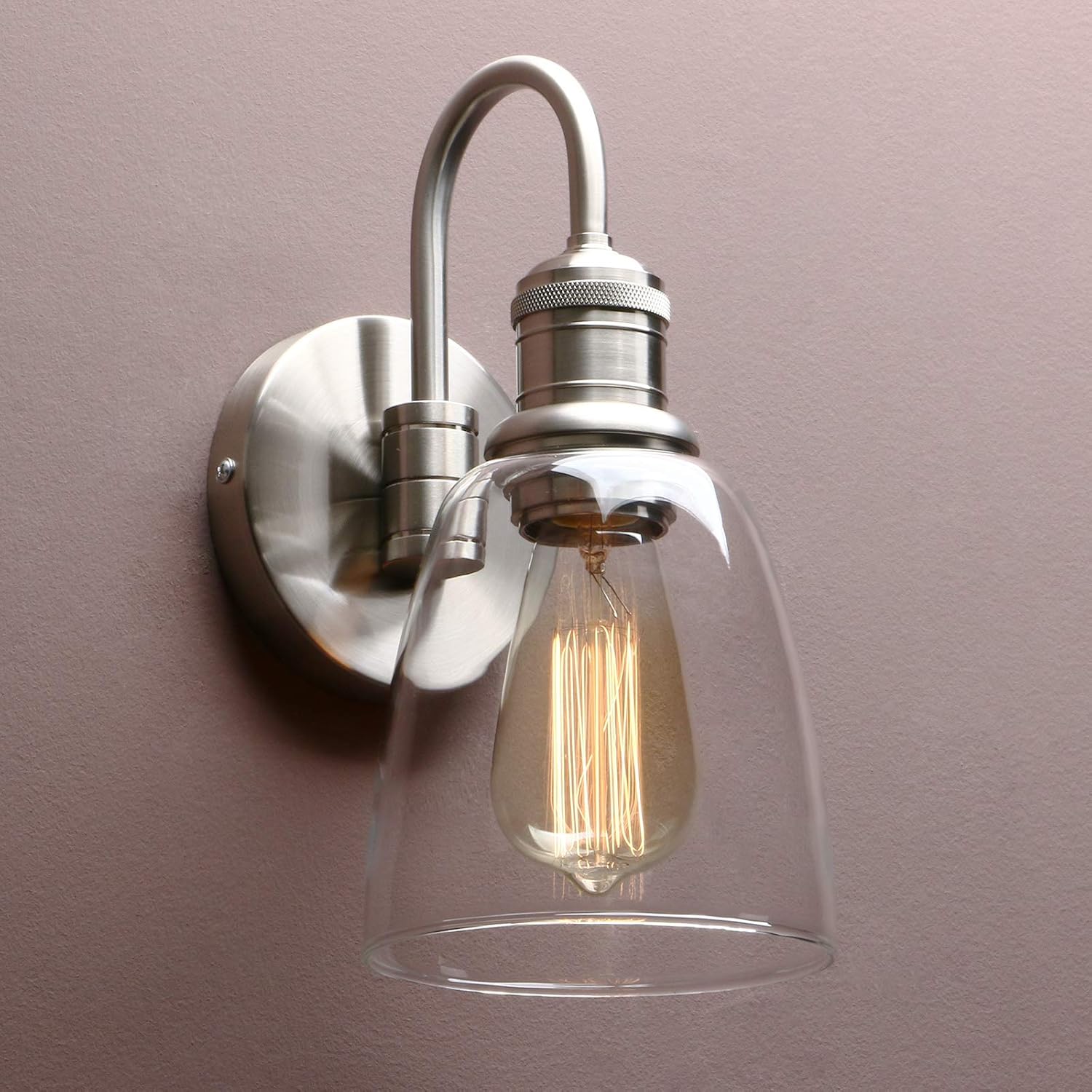 Yosoan Lighting Modern Vintage Industrial Bell Sconce Wall Light Fitting with 5.6” Clear Glass Lampshade - Image 4