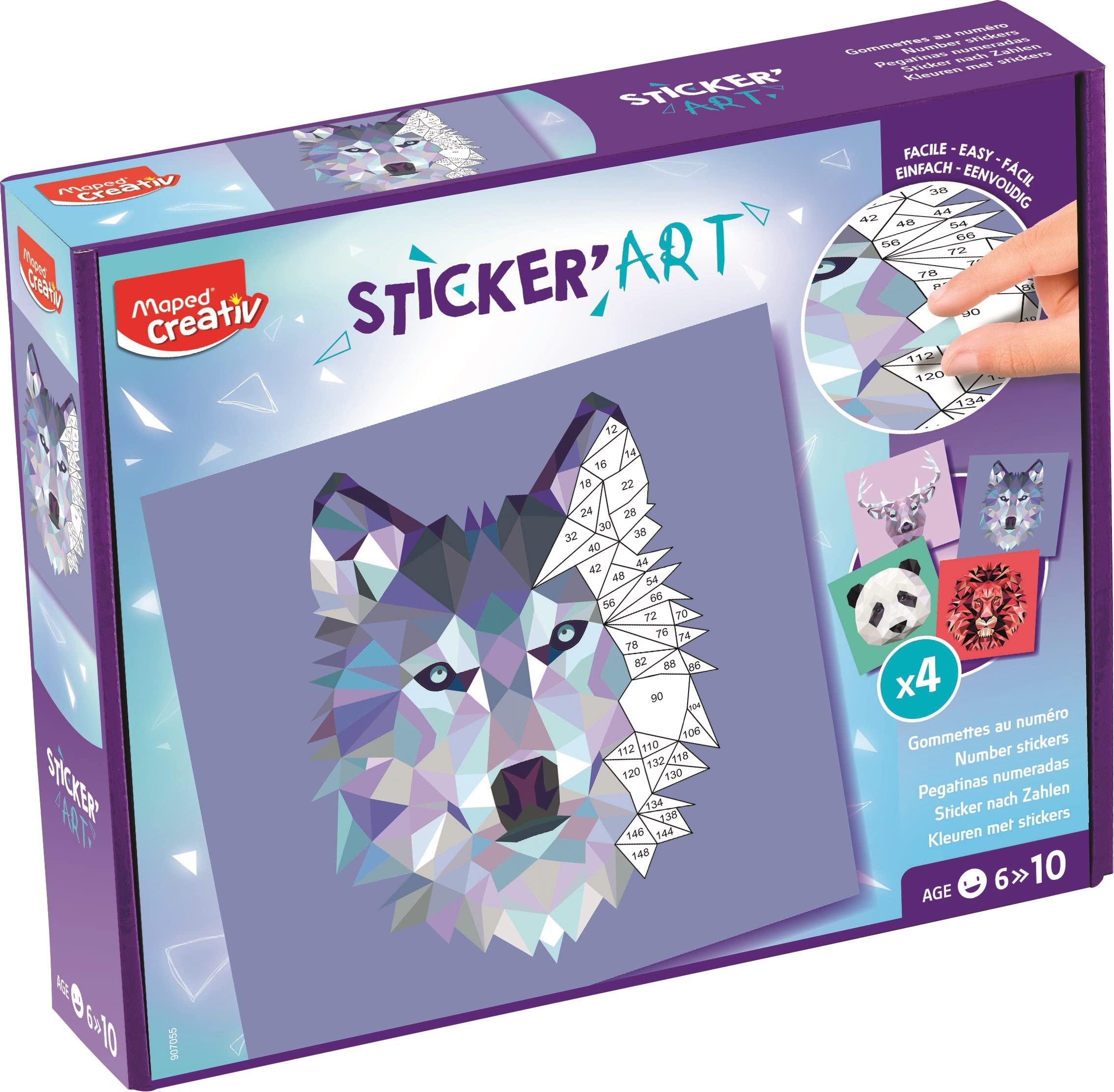Maped Creativ Sticker'Art Stickers with Numbers, 400 Stickers for Creating Pictures of Origami Animals - Creative Activity, Thinking and Concentration - Age 6+