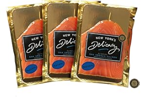 New York's Delicacy Smoked Salmon Nova - 3 x 4 Oz. (0.75 lb) [All Natural] - Most Awarded, Pre-Sliced, Fully Trimmed Salmon - Kosher, Gluten Free, High in Omega 3-100% Natural Atlantic Salmon