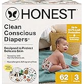 The Honest Company Comfort Dry Disposable Diapers for Sensitive Skin, Hypoallergenic, Fragrance-Free, Fall '25 Seasonal Prints, Club Box, Size 3 (16-28 lbs), 62 Count