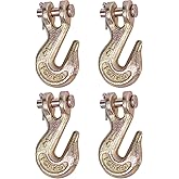 Lechansen 1/4'' G80 Chain Hook, 4 Pack Grade 80 Clevis Grab Hook Heavy Duty, 1/4 inch Tow Chain Hook for G80 Transport Chain and Load Binder, Trailer Truck, 3,300 Lbs Working Load Limit