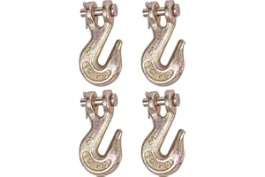 Lechansen 1/4'' G80 Chain Hook, 4 Pack Grade 80 Clevis Grab Hook Heavy Duty, 1/4 inch Tow Chain Hook for G80 Transport Chain and Load Binder, Trailer Truck, 3,300 Lbs Working Load Limit