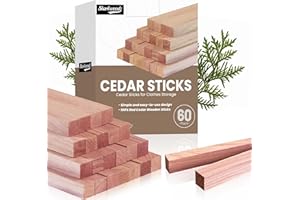 SHARKWOODS 60 Cedar Blocks for Clothes Storage, Cedar Sticks 100% Natural Aromatic Cedar Accessories for Closets & Drawers (60 Pack-Sticks)