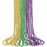ZZYFGH 12PCS Mardi Gras Beads, Gold Green Purple Mardi Gras Metallic Beads Costumes Necklaces Bulk, 33" Mardi Gras Necklace, Festival Parade Throw Accessories for Wedding Birthday Celebrations Decorations