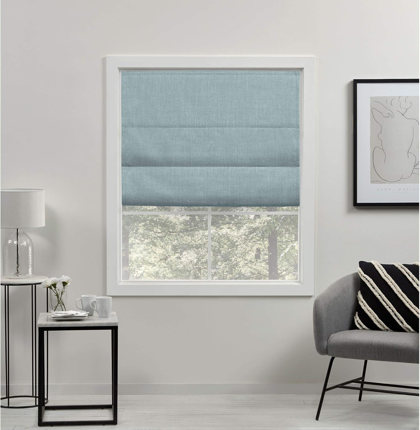 Exclusive Home Curtains Acadia Total Blackout Roman Shade, 31x64, Aqua