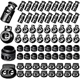 CLESDF 160 Pcs Plastic Cord Locks, Single Double Hole Spring Stop Toggle Stoppers for Drawstrings, Shoelaces, Bags, More, 4 Styles