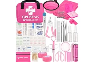 GPUSFAK 136pcs Dog First Aid Kit - Pet First Aid Kit for Dogs and Cats Pet First Aid Supplies for Car Traveling Home