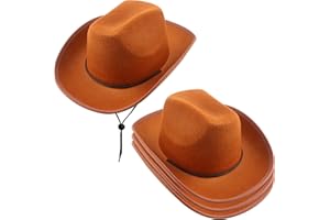 SGBETTER 4 Pack Kids Cowboy Hat Felt Western Plain Cowboy Hat for Child Cowboy Party Cosplay Dress-Up Stage Play Accessory