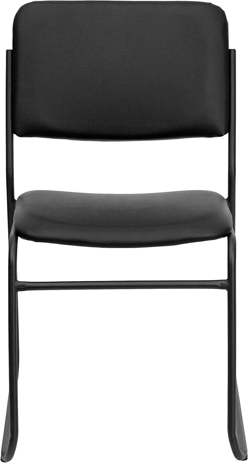 Flash Furniture 5 Pack HERCULES Series 500 lb. Capacity High Density Black Vinyl Stacking Chair with Sled Base: Furniture & Decor