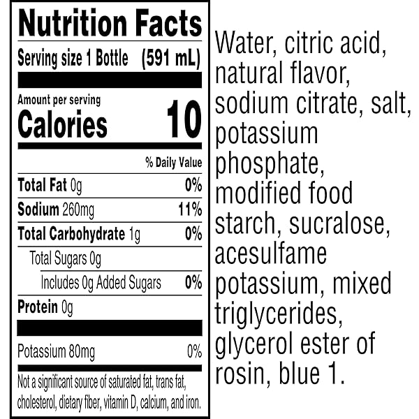 GATORADE THIRST QUENCHER ZERO SUGAR SPORTS DRINK, COOL BLUE, 20OZ BOTTLES, 8 PACK, ELECTROLYTES FOR REHYDRATION