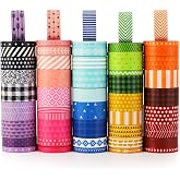 KEVIN&amp;SASA CRAFTS 50 Rolls Washi Tape Set | Decorative Adhesive Tape, For Scrapbook, Arts &amp; Crafts, Journals, and Planners, Each Roll 5yd, Total 250yd