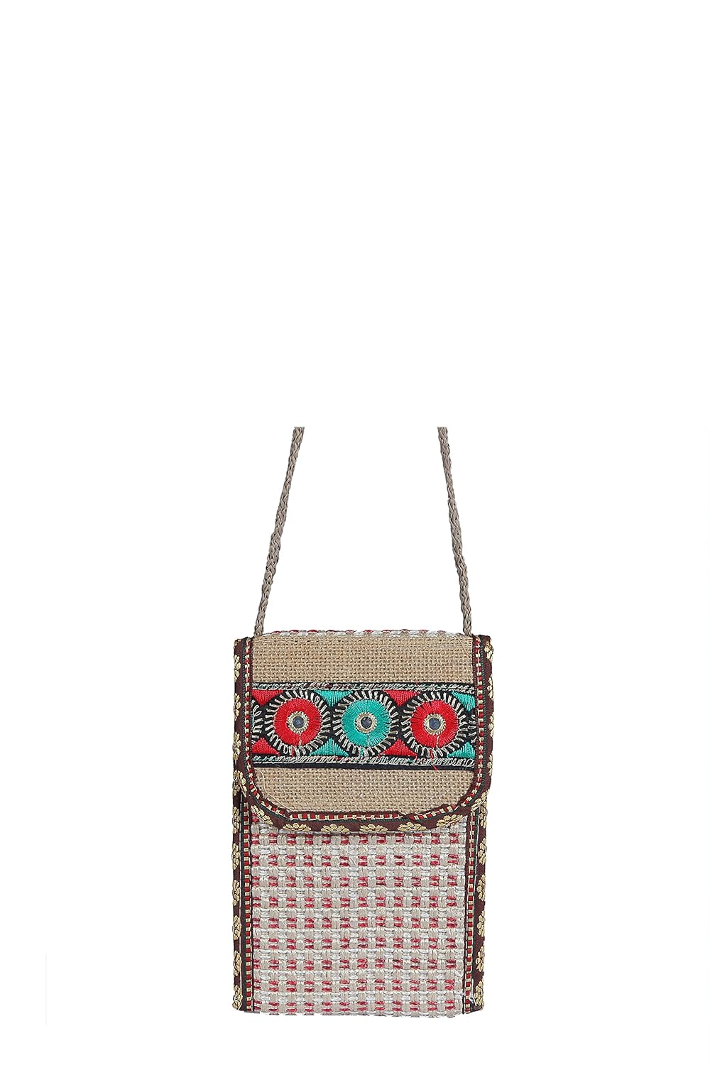 csm girl's jute mobile pouches (multicolour) - pack of 2