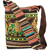 Patchwork Brown Cotton Women Hobo Crossbody Shoulder Large Bag Hipster Boho Sling Messenger School Casual