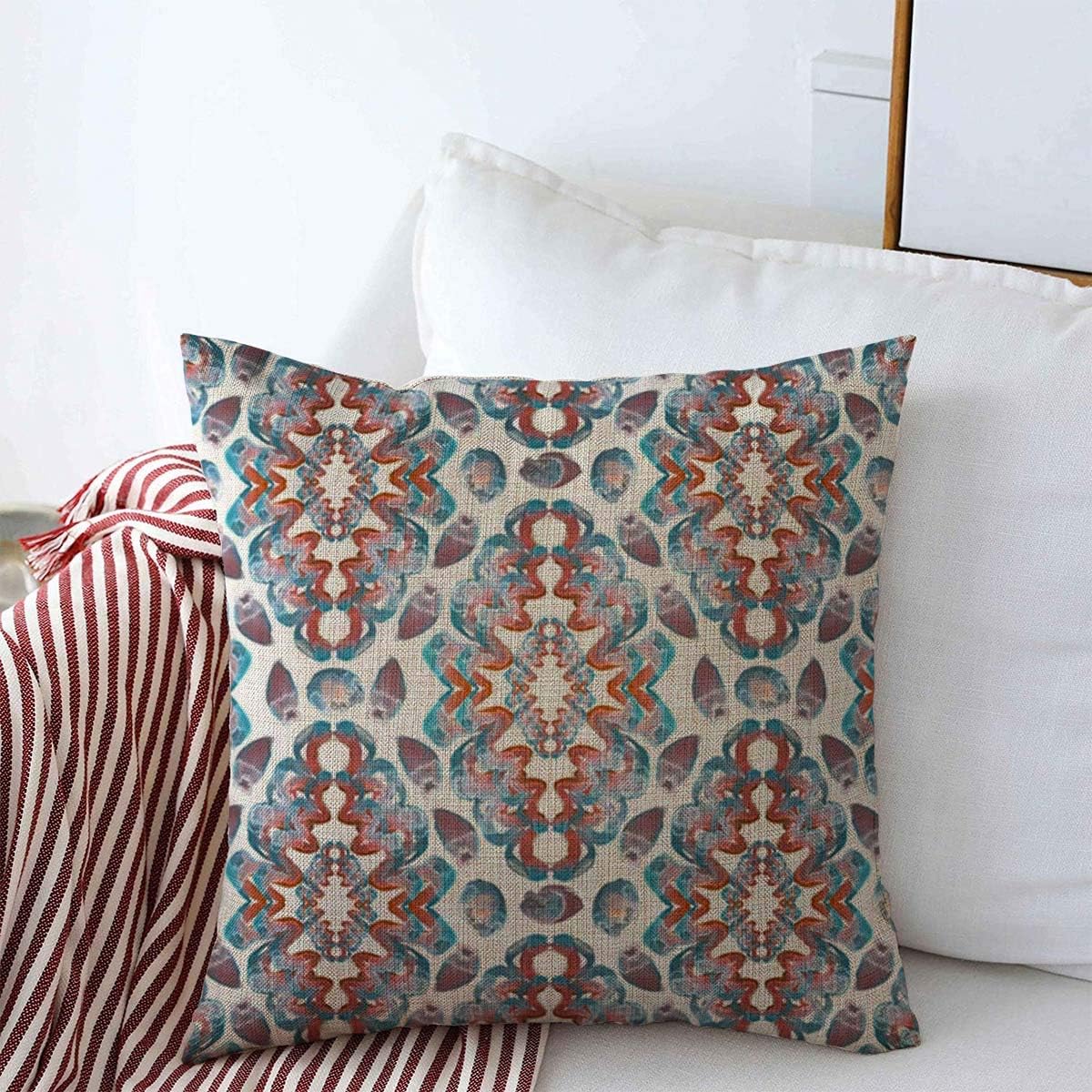 Starosa Pillow Case Modern Watercolor Pattern Ikat Abstract