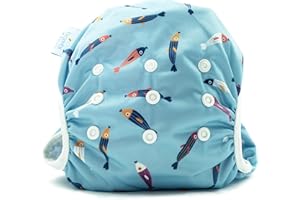 Bambio & Boo - Leak-Proof Reusable Swim Diapers, Easy-Wash Design & Fully Adjustable, 9-40 Months,19-40lbs, Soft & Breathable for Infants & Toddlers, Baby Pool & Beach Wear (Fishin')