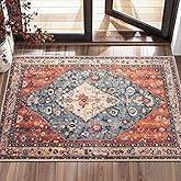 SERISSA Boho Rugs for Entryway, 2x3 Tribal Entryway Rug Non-Slip Washable Small Area Rug, Ultra Soft Oriental Vintage Low-Pil