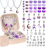 Hysagtek Charm Bracelet Making Kit 66 Pcs Purple Jewelry Craft Set with Box