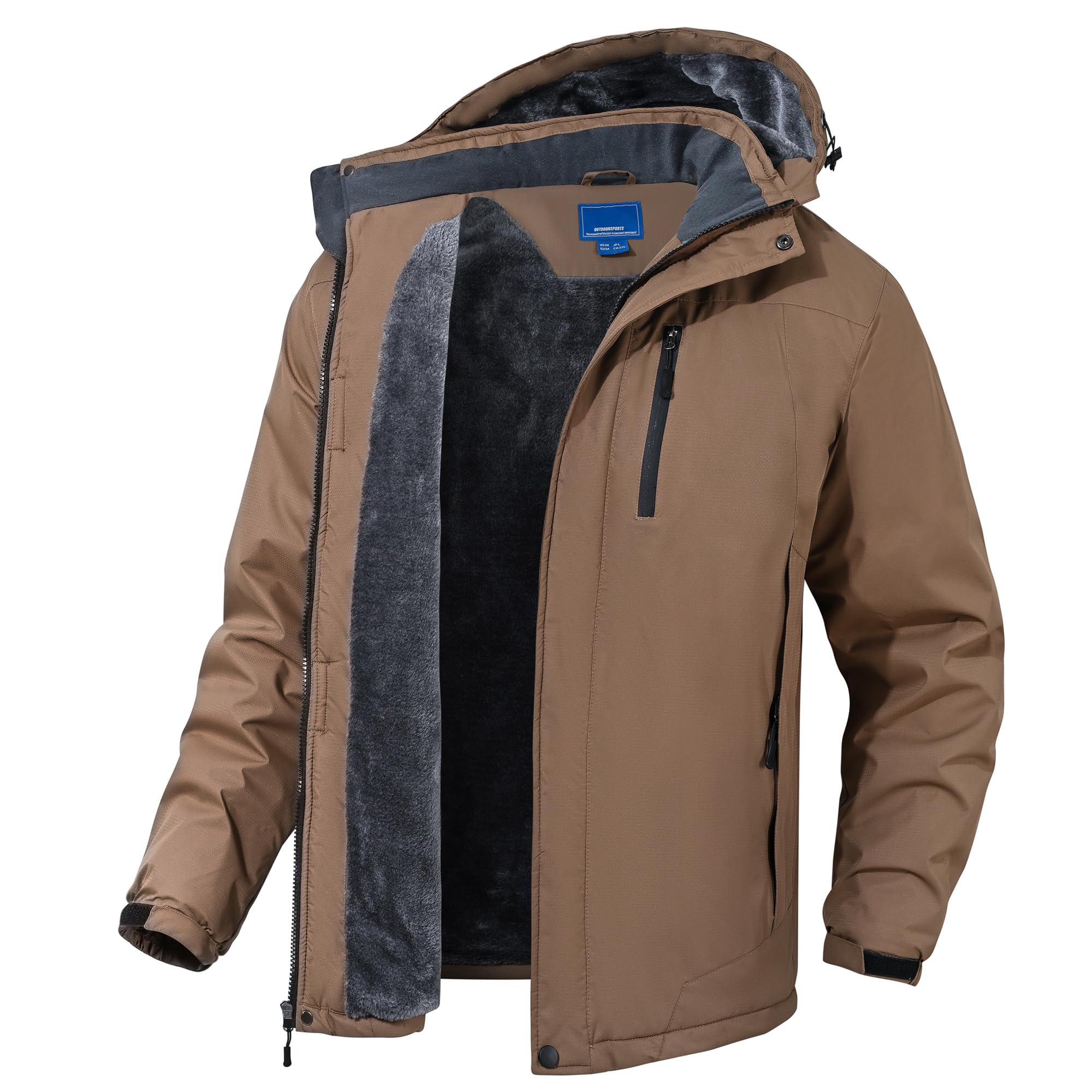 Rapoo Brown Winter Work Jackets for Men Winter Coats for Men Rain Waterproof Windbreaker Jackets Fleece Warm Ski Snow Softshell Jacket Coats Brown 2XL Image
