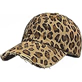 CLeemuziN Baseball Hats for Women Men Adjustable Leopard Print Dad Trucker Hat Cotton Sun Protection Caps Sports Golf Medium