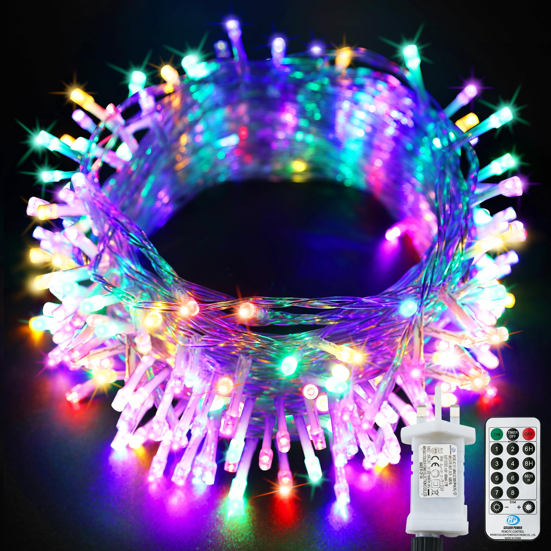 Bollengold Fairy Lights Mains Powered, 220 LED Waterproof Plug in String Lights for Party, Wedding, Christmas, Bedroom, Indoor Decoration(Multi-Coloured)