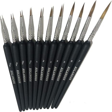 Amazon Co Jp Kolamoon 11本 極細美術画線筆 面相筆 画筆 絵筆 水墨画 水彩画 日本画 画材 勾線筆 プラモデル塗装筆 ホビー 通販