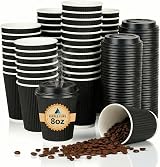 Nationwide Paper 8oz Triple Wall Ripple Cups with Lids Black 50 Pack