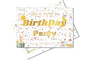 Birthday party Invitations - 32 Pcs Fill In Confetti Style Cards, 6.7"x4.7" Blank Party Invites for Kids & Adults, Baby Showe