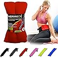 Wheat Bags Microwavable Heating Pad for Neck, Back, & Shoulders - Heating Bean Bag Microwavable Pillow w/Elasticated Strap - UK Cleaned Wheat & Lavender Aromatherapy Heating Pad Wrap - ThermoDR, Red