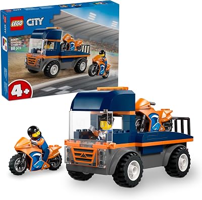 LEGO City Motorcycle Transporter 60491 Flatbed Truck 2 Motorbikes 2 Minifigures