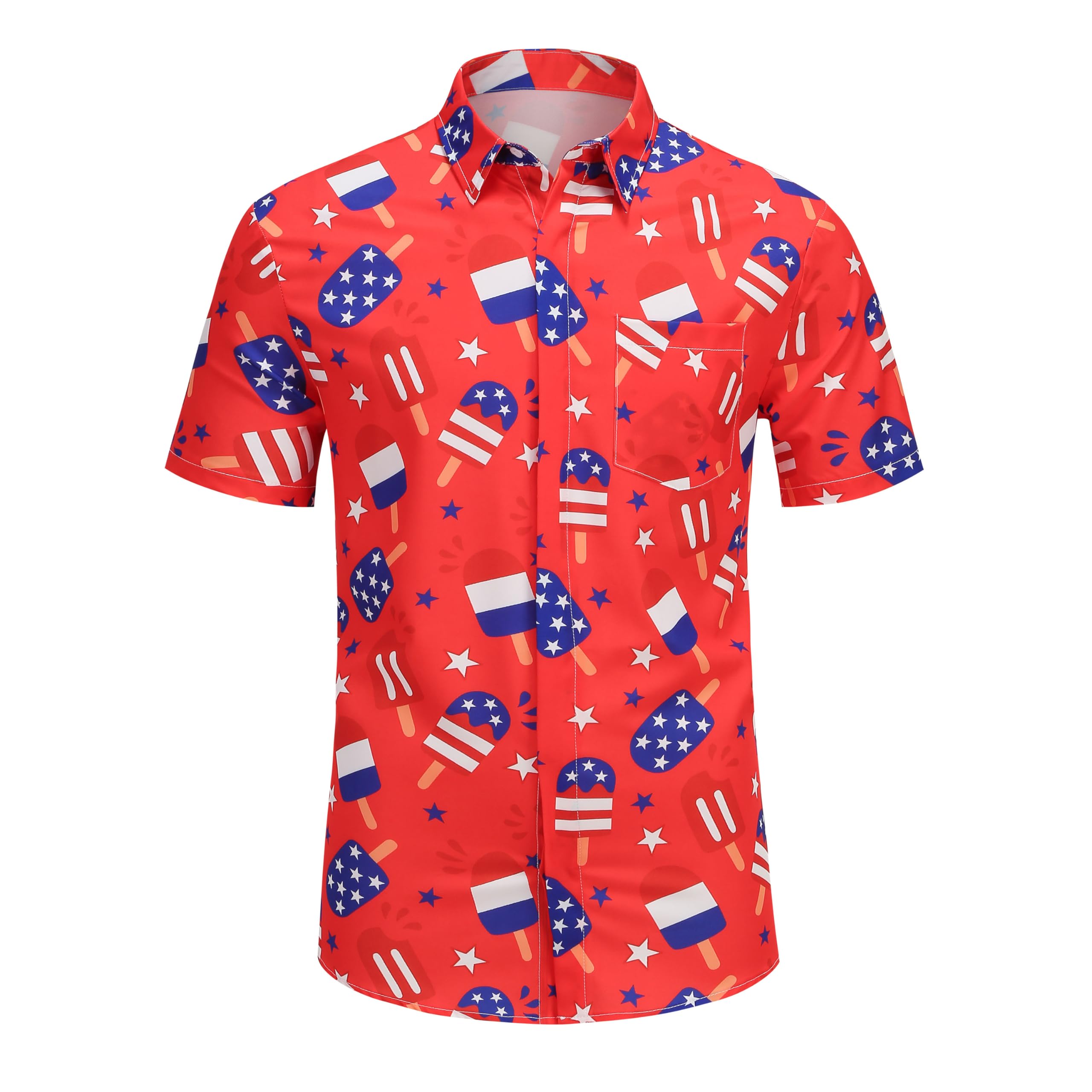 Photo 1 of GRAJTCIN Funny Button Up America Shirts for Men Short Sleeve Patriotic Hawaiian Shirts for Men 4th of July Shirts for Men XL