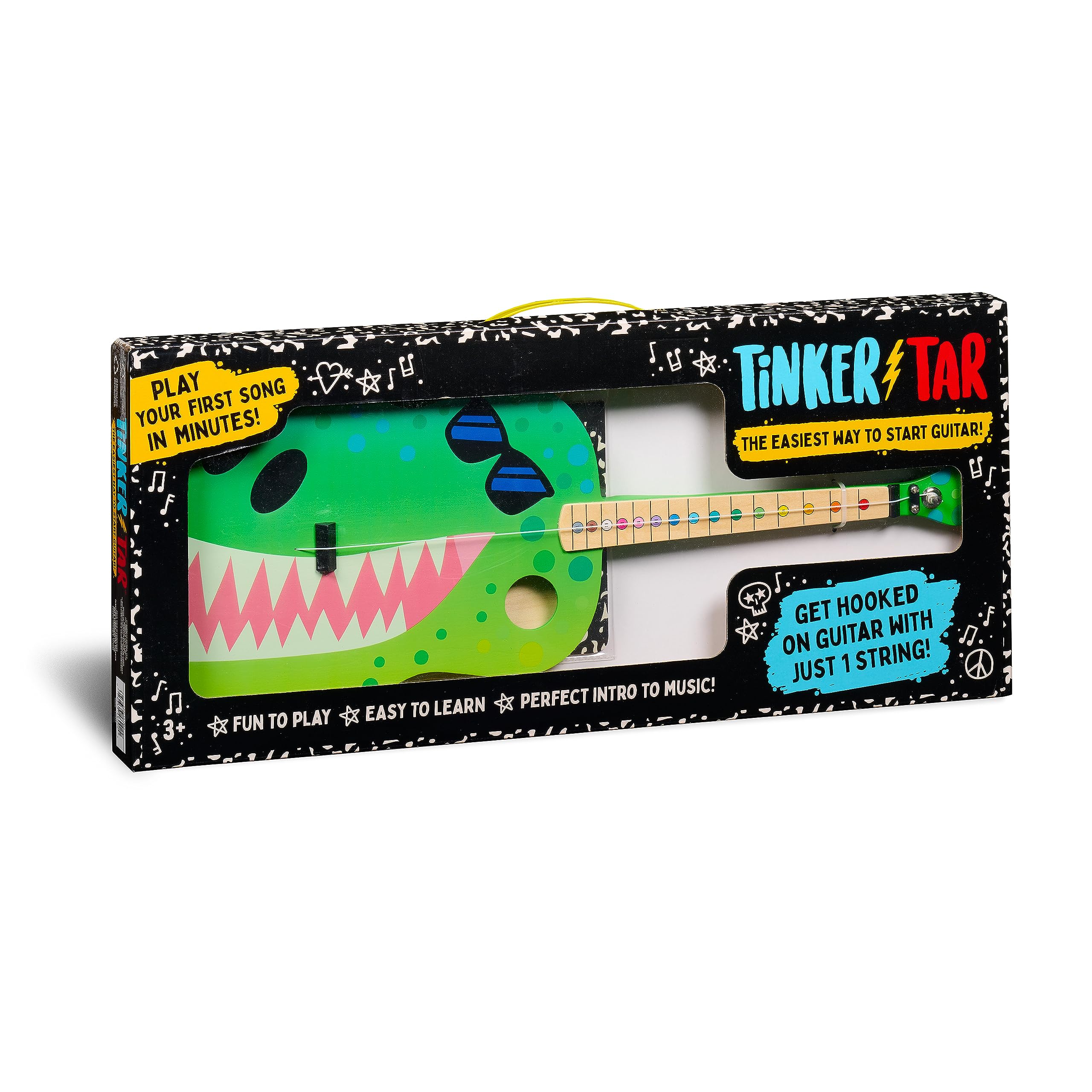 TinkerTar - Dinosaur Guitar - The Easiest Way to Start and Learn Guitar - 1 Stringed Toy Instrument for Kids Perfect Intro to Music for Young Kids Ages 3 and up - from Buffalo Games
