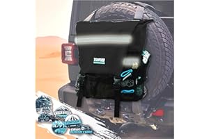 YUNFUER Spare Tire Trash Bag, Heavy Duty Tailgate Trash Bag, Fit up to 40'' Tire, Ultimate Organizer for Off Road, Large Capacity Cargo Spare Tire Storage Package for Truck, SUV or Car (Black)