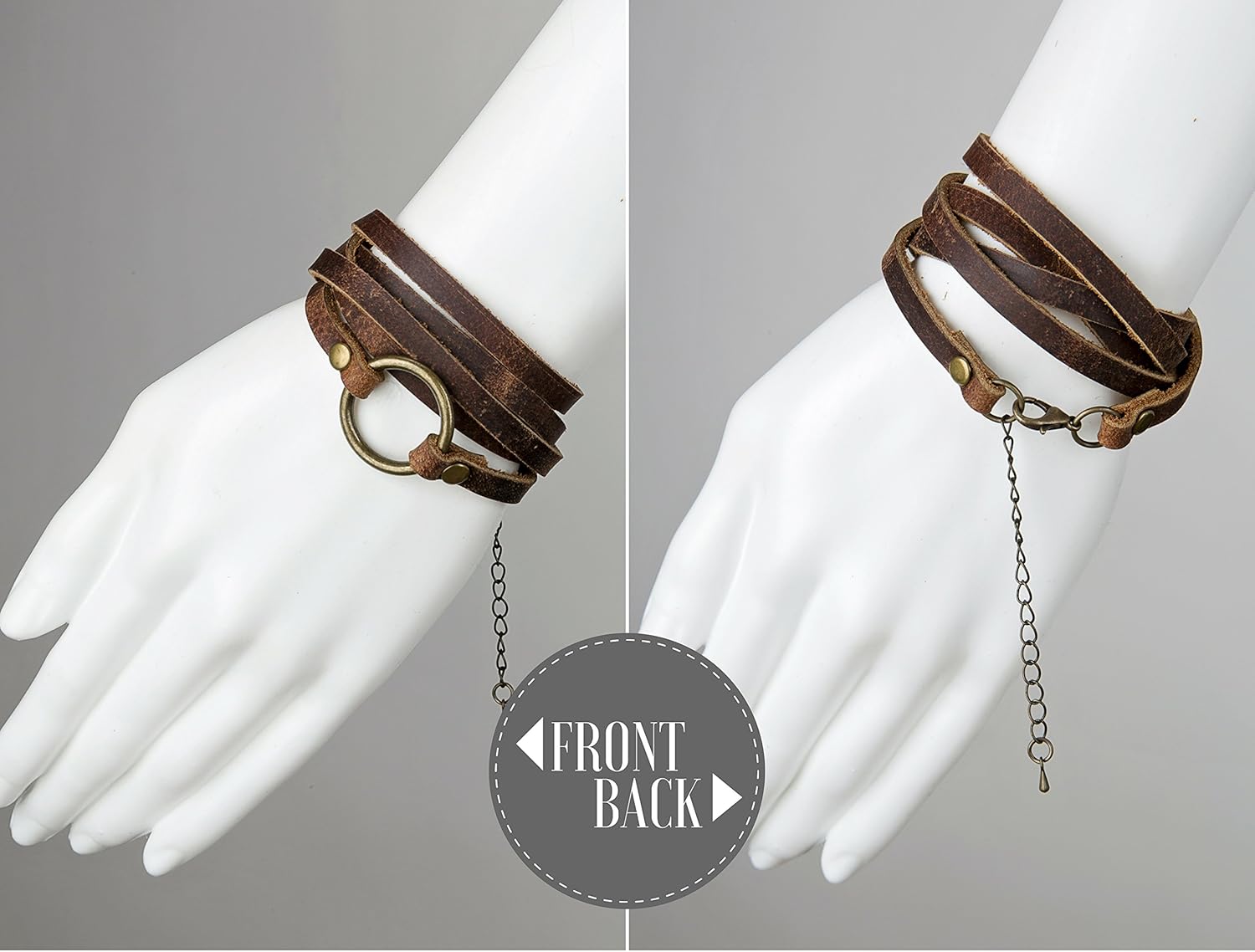 SPUNKYsoul 5 Wrap Leather Circle Bracelet Brown for Women Collection (Brown): Jewelry
