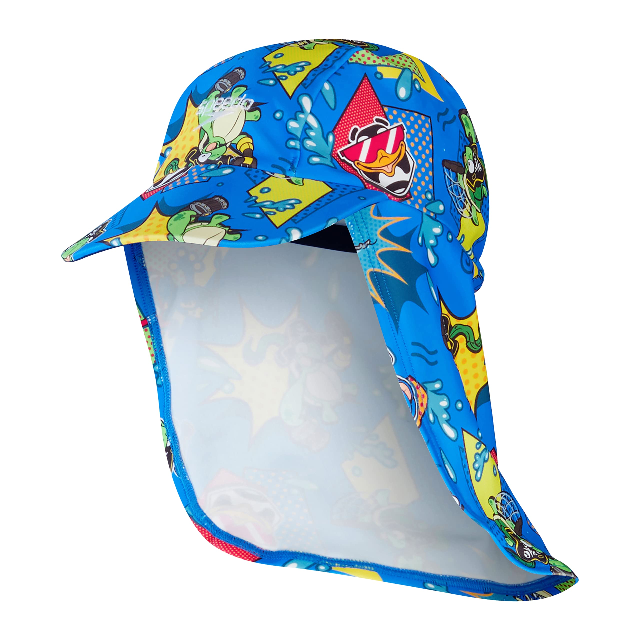 Speedo Boys Learn to Swim Sun Protection Hat | UVU Protection | Holiday Wear | Kids Hat, Bondi/Canary/Cherry Pink, L