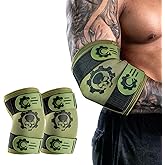 MANUEKLEAR 5mm Neoprene Weight Lifting Elbow Sleeves for Men (1 Pair), Elbow Sleeves Weightlifting Men with 2 Adjustable Compression Straps for Bench and Powerlifting & Weightlifting