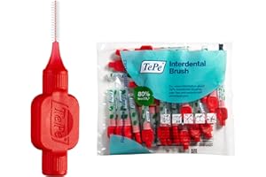 TEPE Interdental Brush Original, Soft Dental Brush for Teeth Cleaning, Pack of 25, 0.5 mm, Extra-Small Gaps/Small Gaps, Red, 