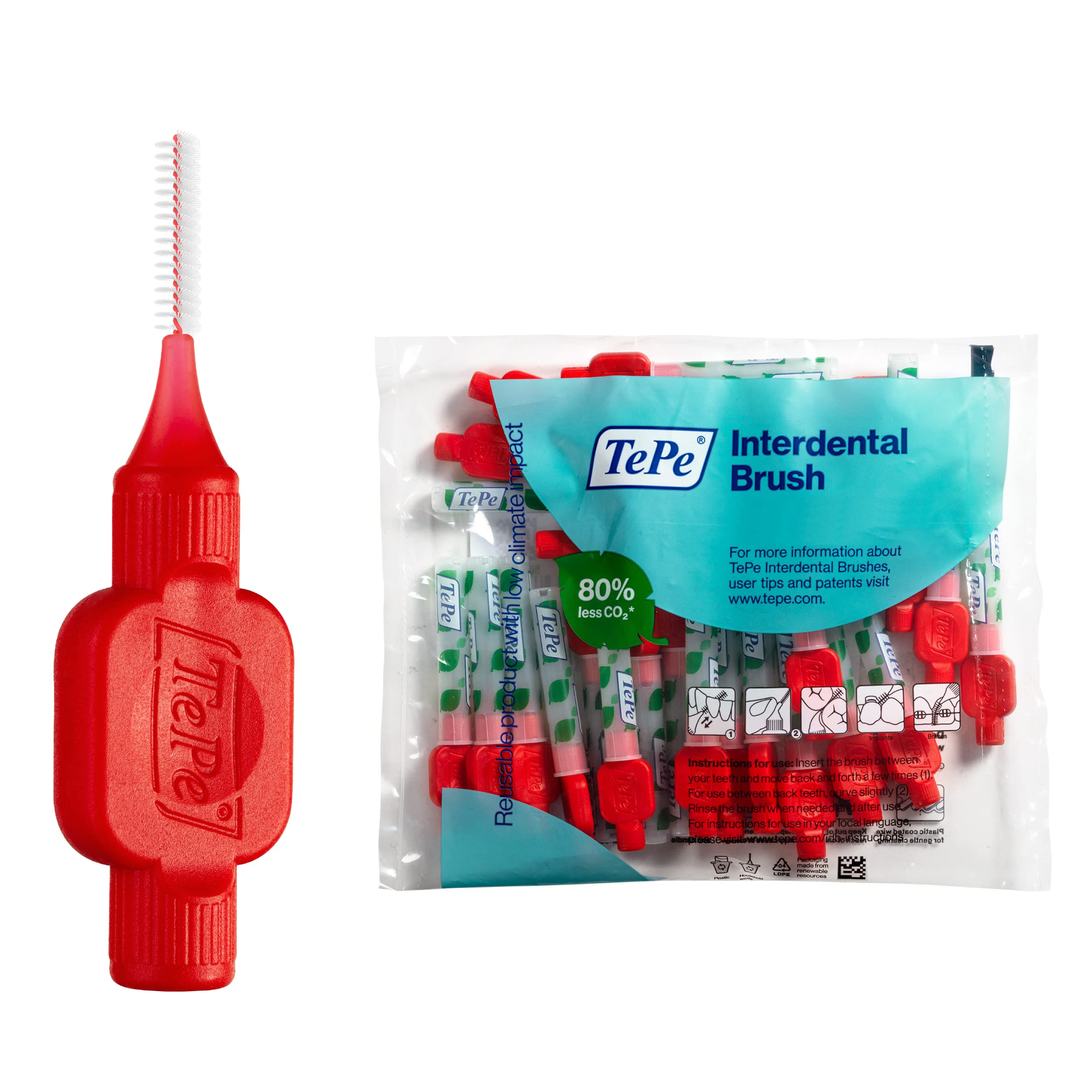 TePe Interdental Brushes Original Red 0.5 mm, Pack of 25