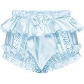 Satini Sissy Full Fit Maid Panties | Roomy Baggy Silhouette, Layered Ruffle Trim, Statement Satin Bow, Everyday or Occasion Wear, Adult Diaper Cover, Sizes S-XXL