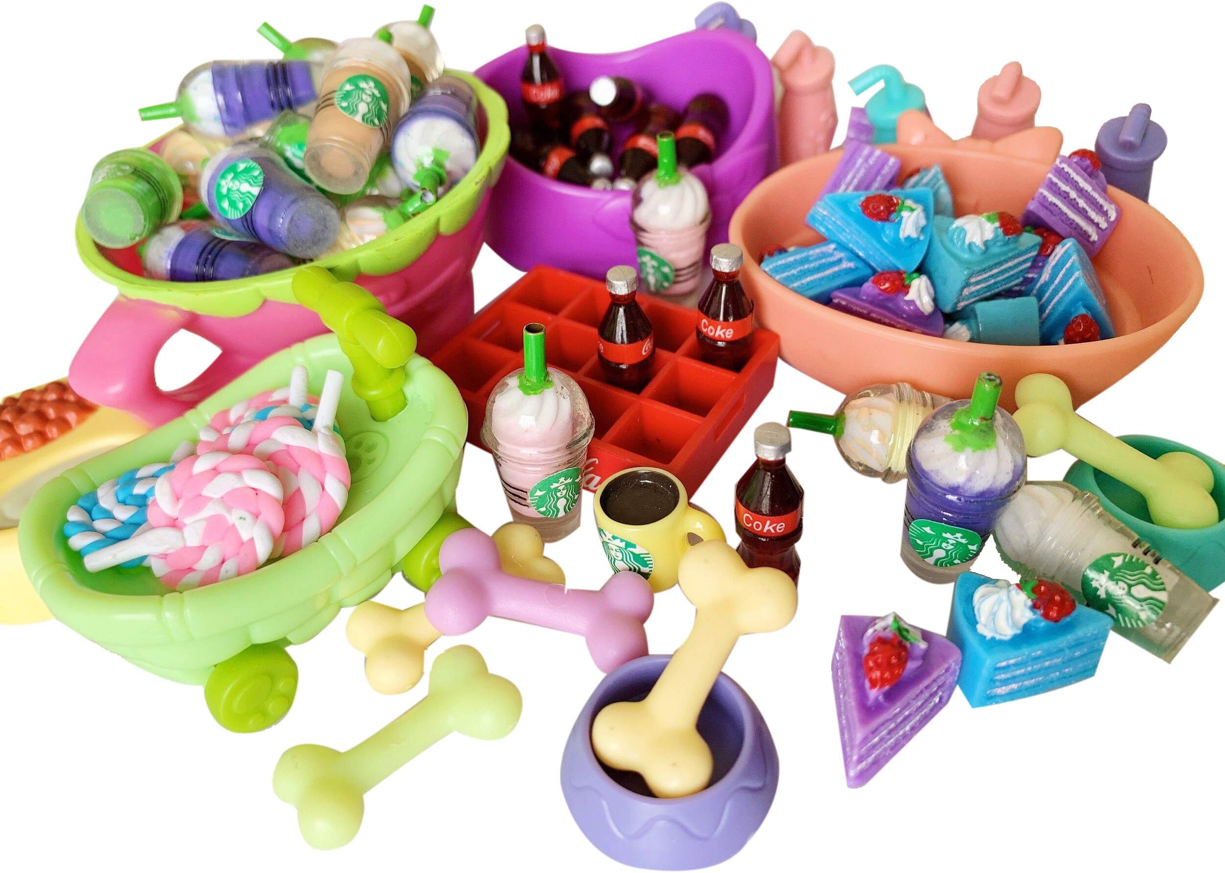 lps Accessories 8pcs Random lps Accessories Cola Coffee Cake Bone Drinks fit lps Short Hair Cat Collie Great Dane Rare Figures