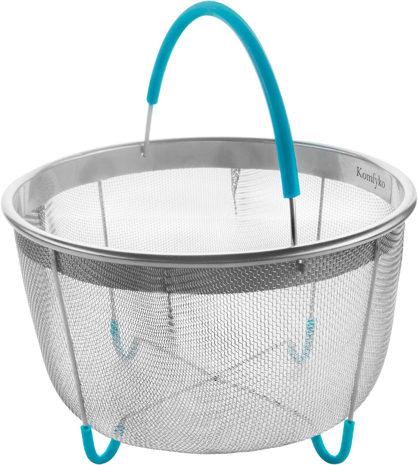 Komfyko Steamer Basket 8 Quart [3qt 6qt Avail]- Compatible with Instant Pot Accessories 8qt and Other Pressure Cooker Brands - IP Stainless Steel Insert with Silicone Handle and Feet for InstaPot