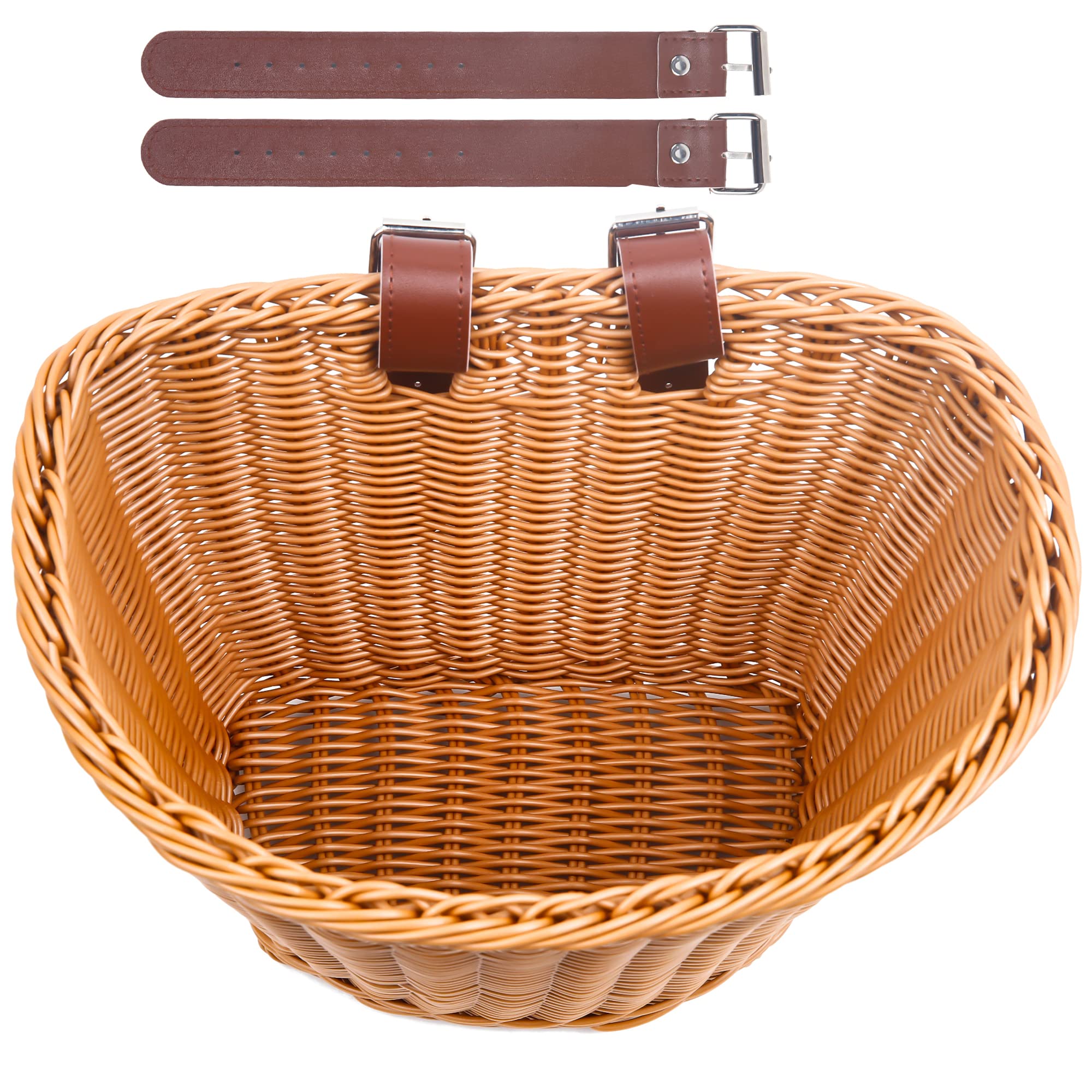 Photo 1 of Bike Basket Waterproof Multi-Functional Front D-Shaped Storage Handlebar Bike Basket (Brown-Adults)