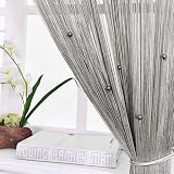 HSYLYM Beaded String Curtain Grey 90x200cm Spaghetti Dense Beads Door Curtain view 2