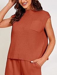 Himosyber Women's Solid Sleeveless Vest Mock Neck