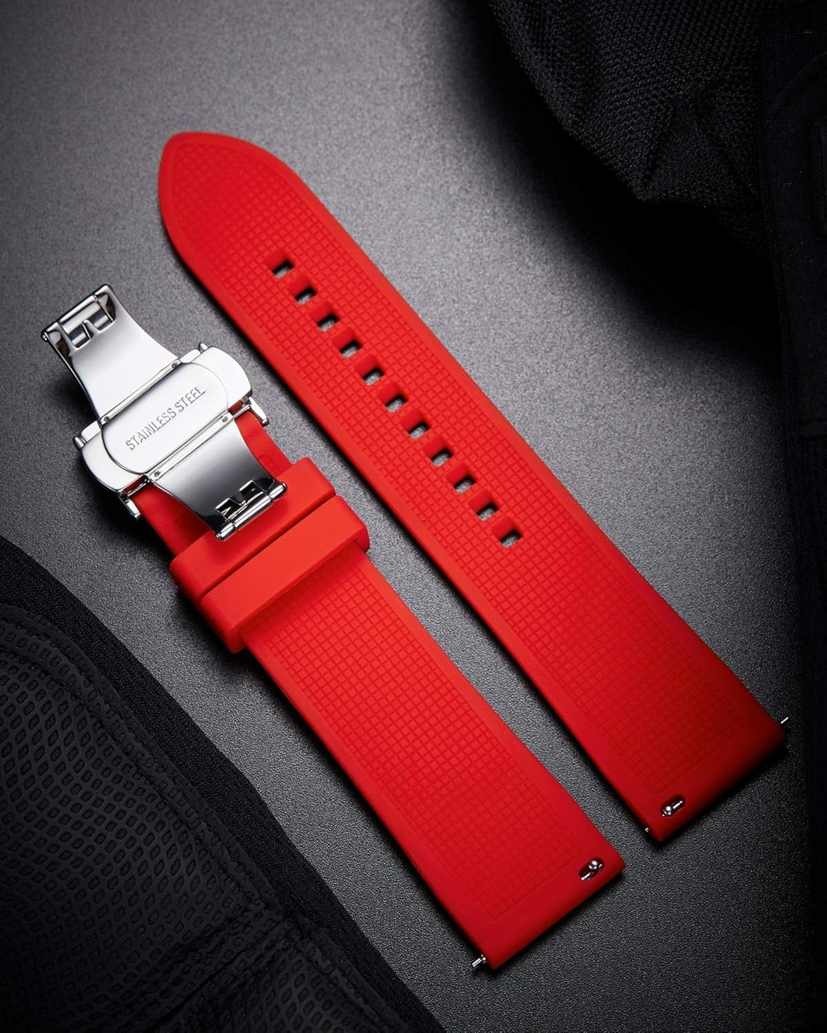 BINLUN Silicone Watch Strap Quick Release Rubber Sport Watch Band 18mm 19mm 20mm 21mm 22mm 24mm Waterproof Smartwatch Replacement Bands for Men Women (White/Black/Blue/Orange/Grey/Brown/Green/Red) - Image 4