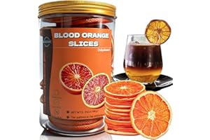 WYHHNDY Blood Orange Slices (6.35 oz/180 g) Dehydrated Blood Orange | For Cocktail Garnishing and Baking | Resealable Jar Packaging | Dried Orange Slices |