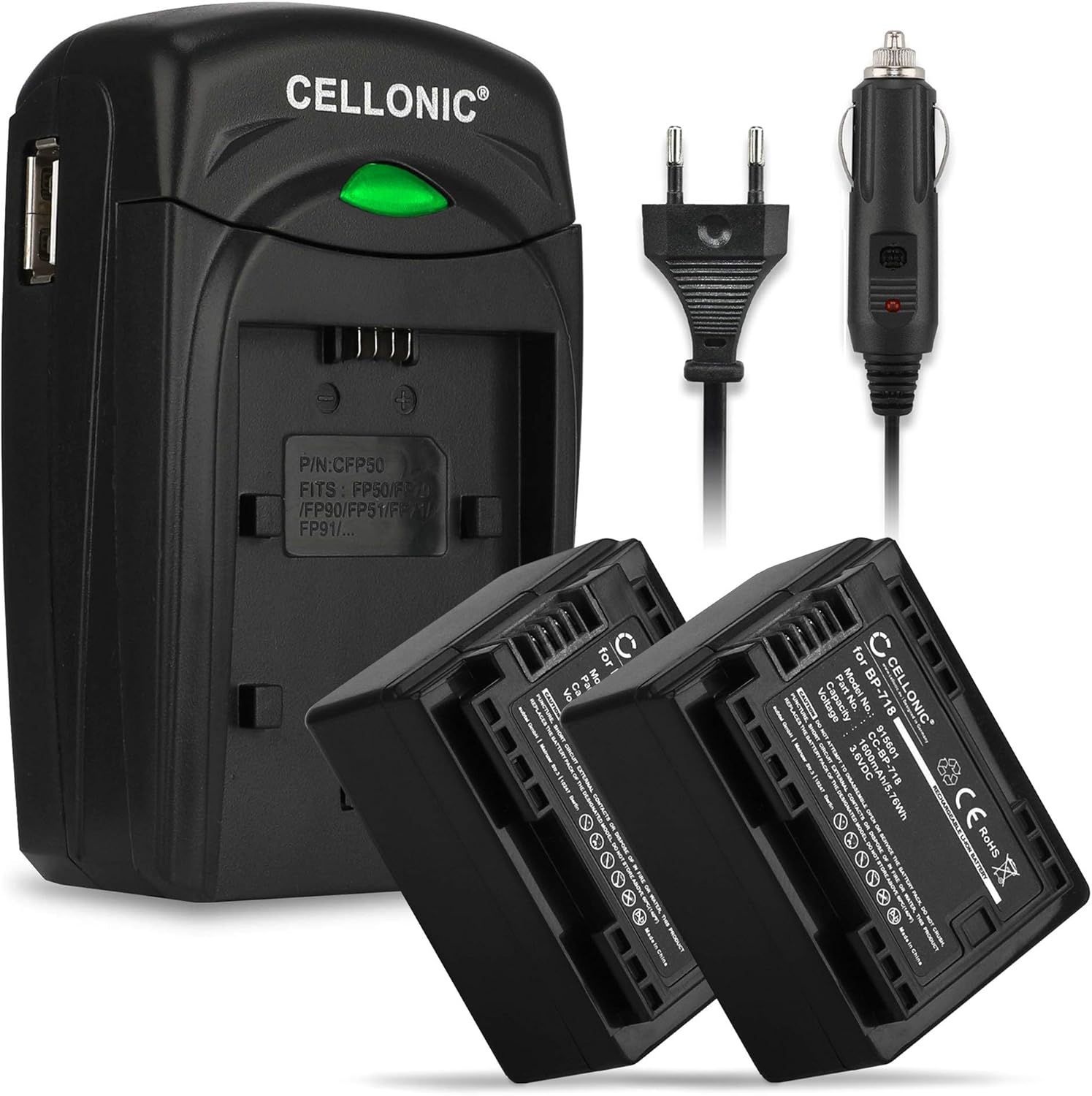 Caricabatterie Rapido Per Canon BP-727 – Alimentatore 100-240V E Adattatore Auto 12V, LED Indicatore