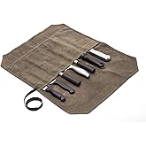 Khaki Chef’s Knife Roll Case, Waxed Canvas Cutlery Knives Holders Protectors, Home Kitchen Cooking Tools and Utensils Wrap Ba
