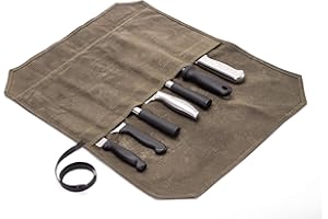 Khaki Chef’s Knife Roll Case, Waxed Canvas Cutlery Knives Holders Protectors, Home Kitchen Cooking Tools and Utensils Wrap Ba